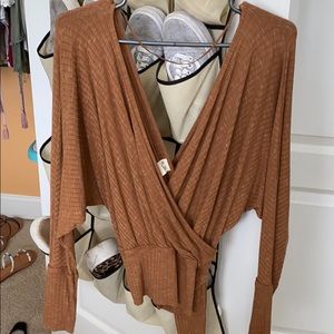 free people long sleeve wrap top